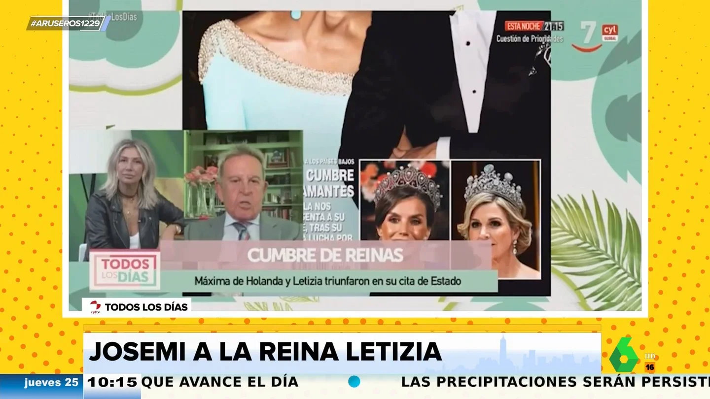 Josemi carga contra la reina Letizia: "El casquetito ese que llevaba lo tuvo mi madre en los años 40" Josemi carga contra la reina Letizia: "El casquetito ese que llevaba lo tuvo mi madre en los años 40"