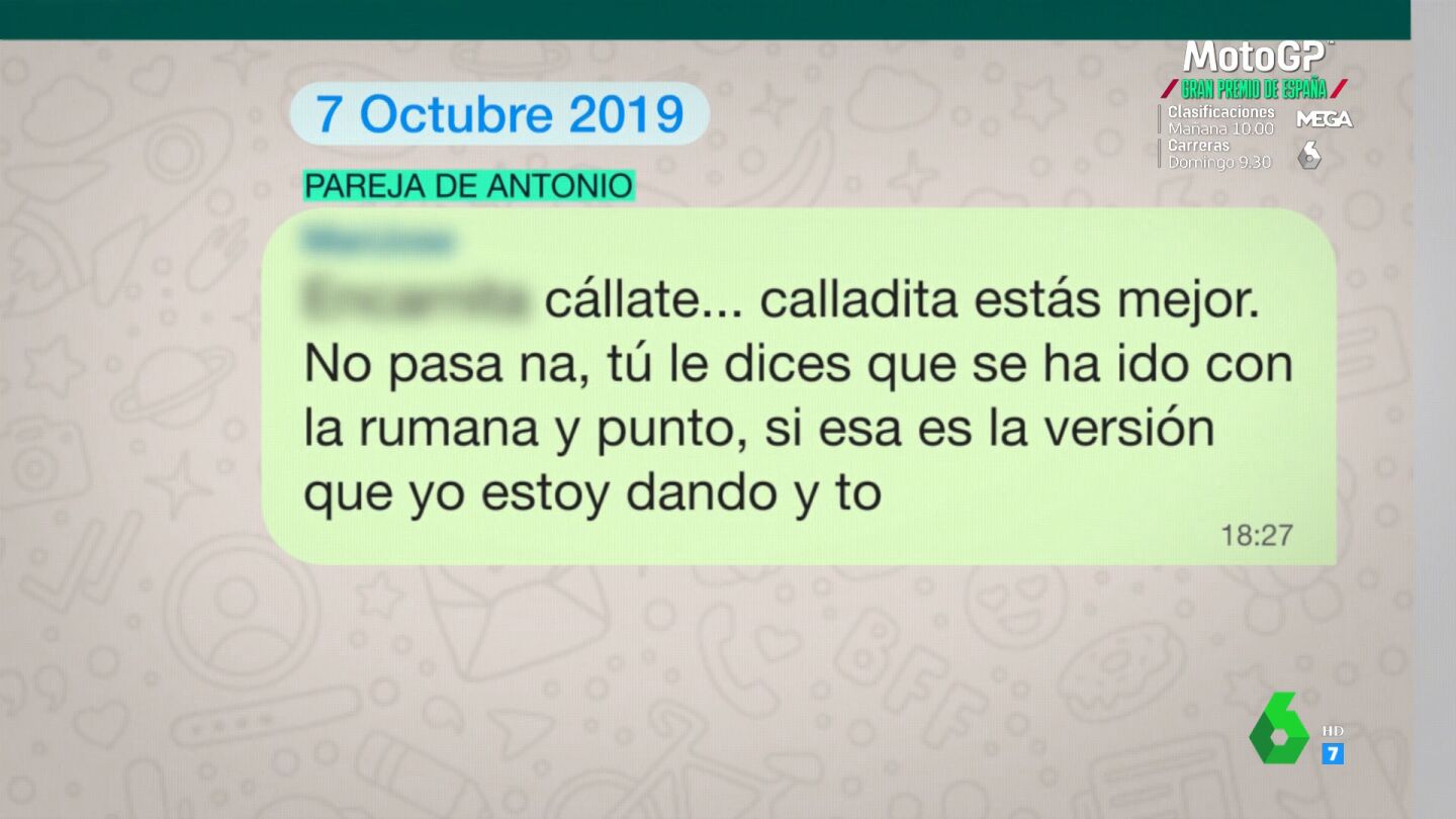 Mensaje de la pareja de Antonio Ruiz