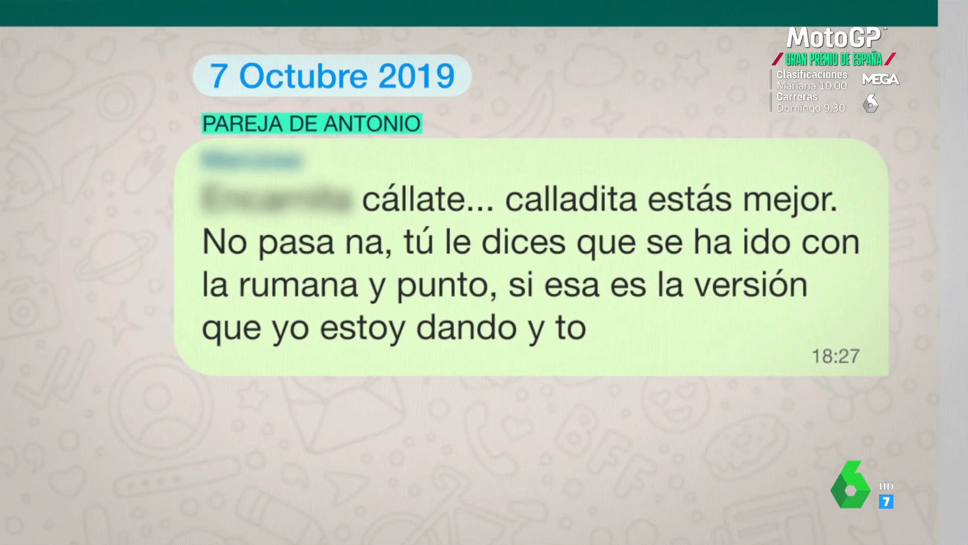 Mensaje de la pareja de Antonio Ruiz