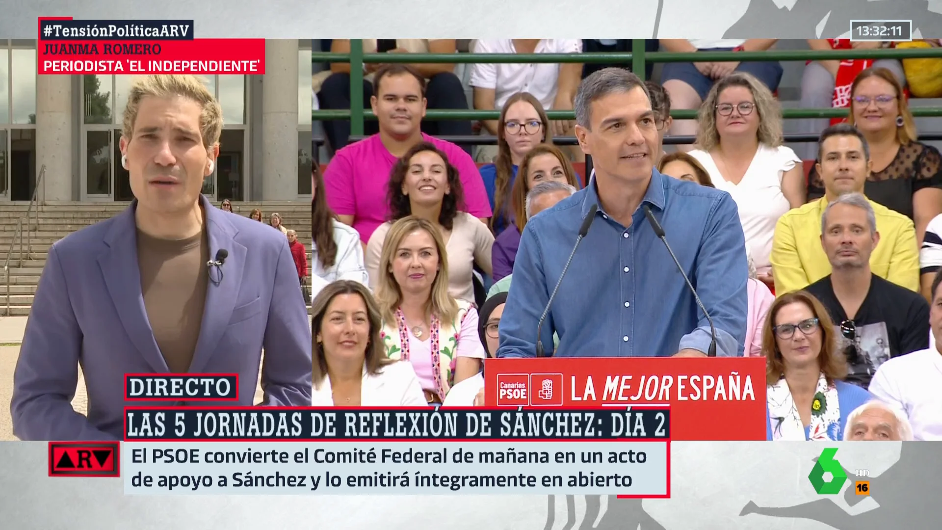 Juanma Romero en una conexión con Al Rojo Vivo