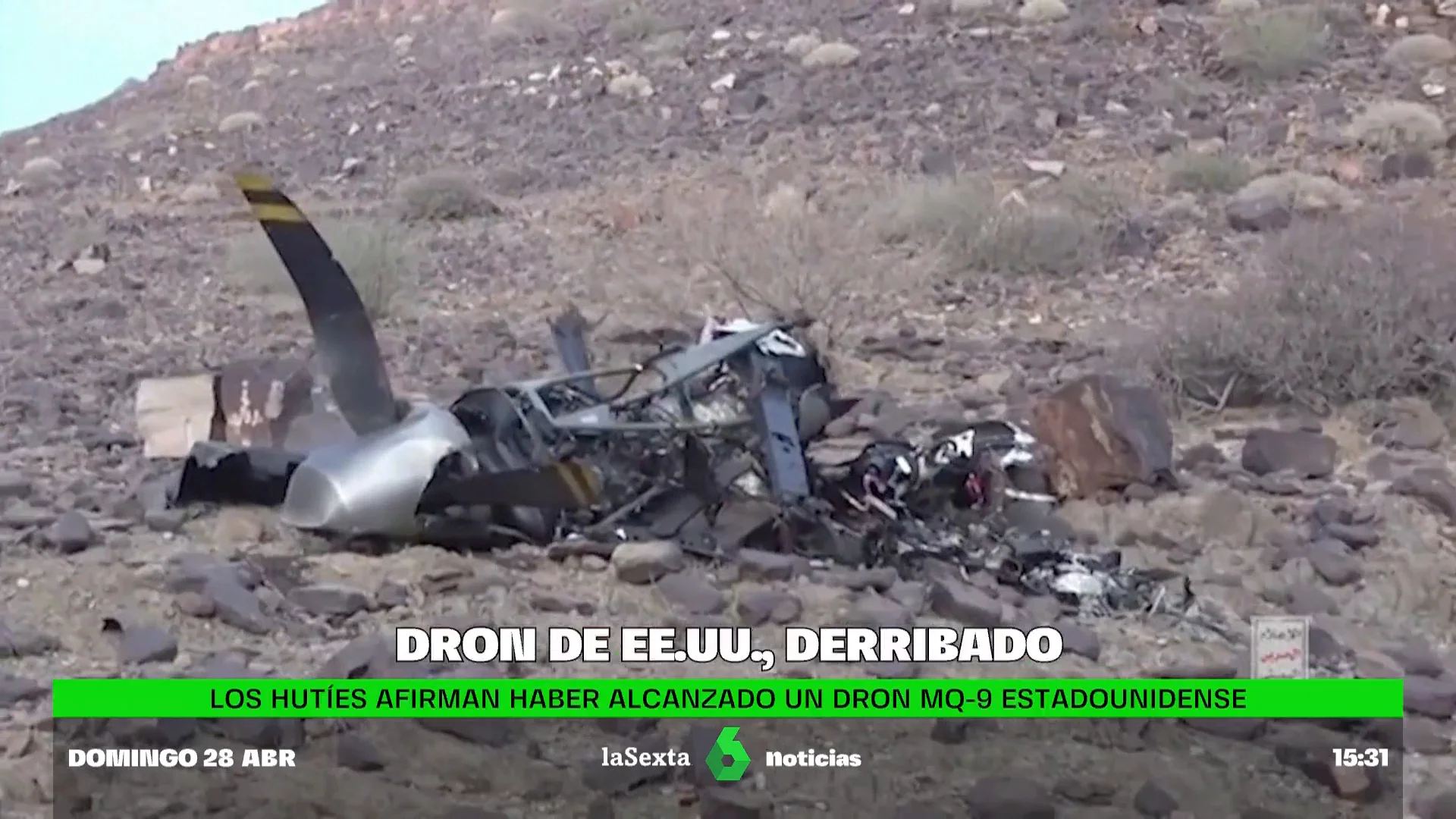 Los hutíes derriban un dron de EEUU Los hutíes derriban un dron de EEUU
