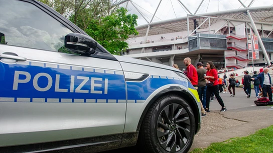 Foto de archivo de un coche de policía en Alemania Foto de archivo de un coche de policía en Alemania