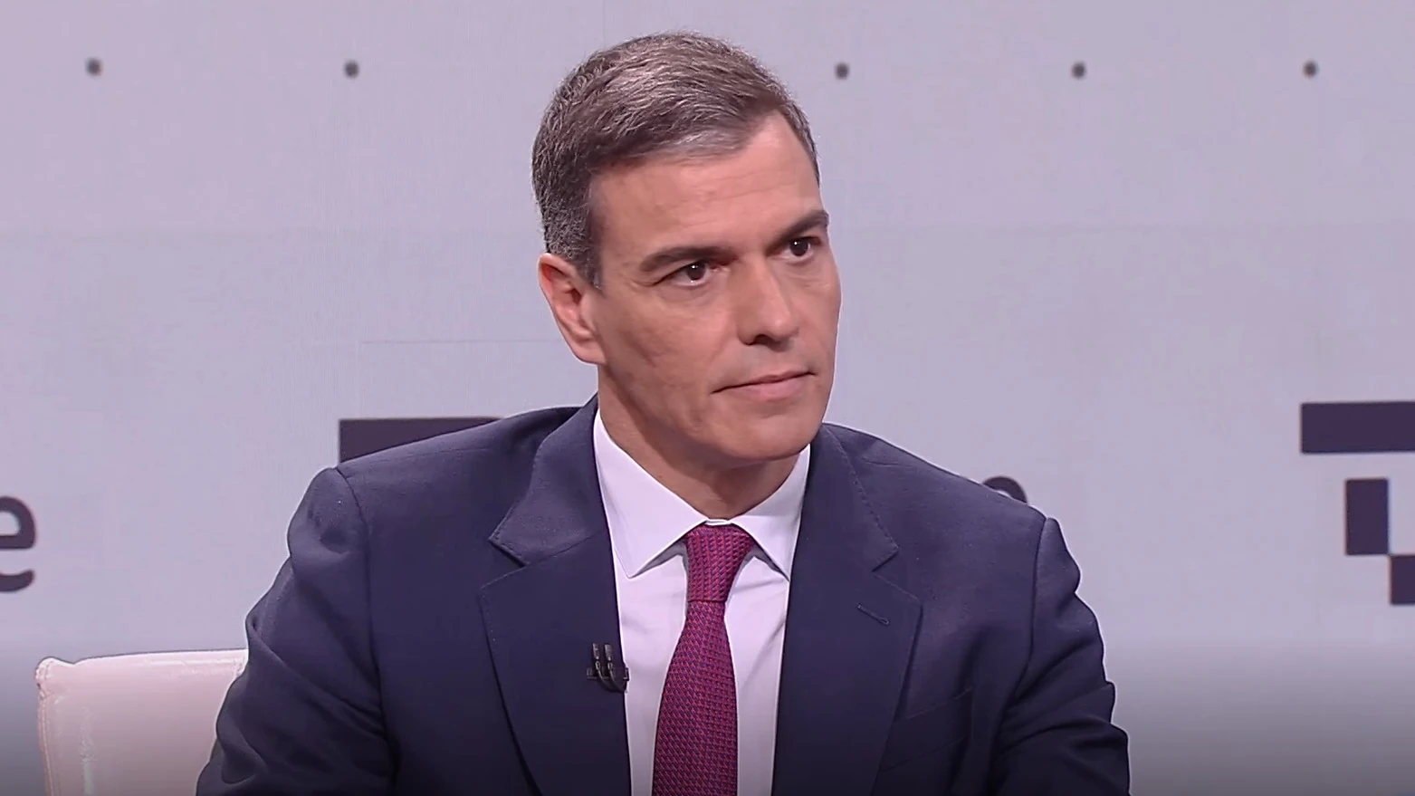 Pedro Sánchez, durante su entrevista en TVE