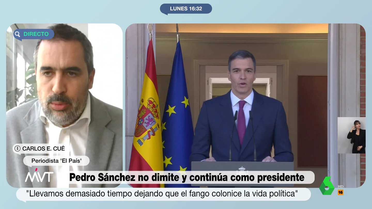 MVT Carlos E. Cué analiza la decisión de Pedro Sánchez: "La otra opción era desastrosa para el PSOE" MVT Carlos E. Cué analiza la decisión de Pedro Sánchez: "La otra opción era desastrosa para el PSOE"