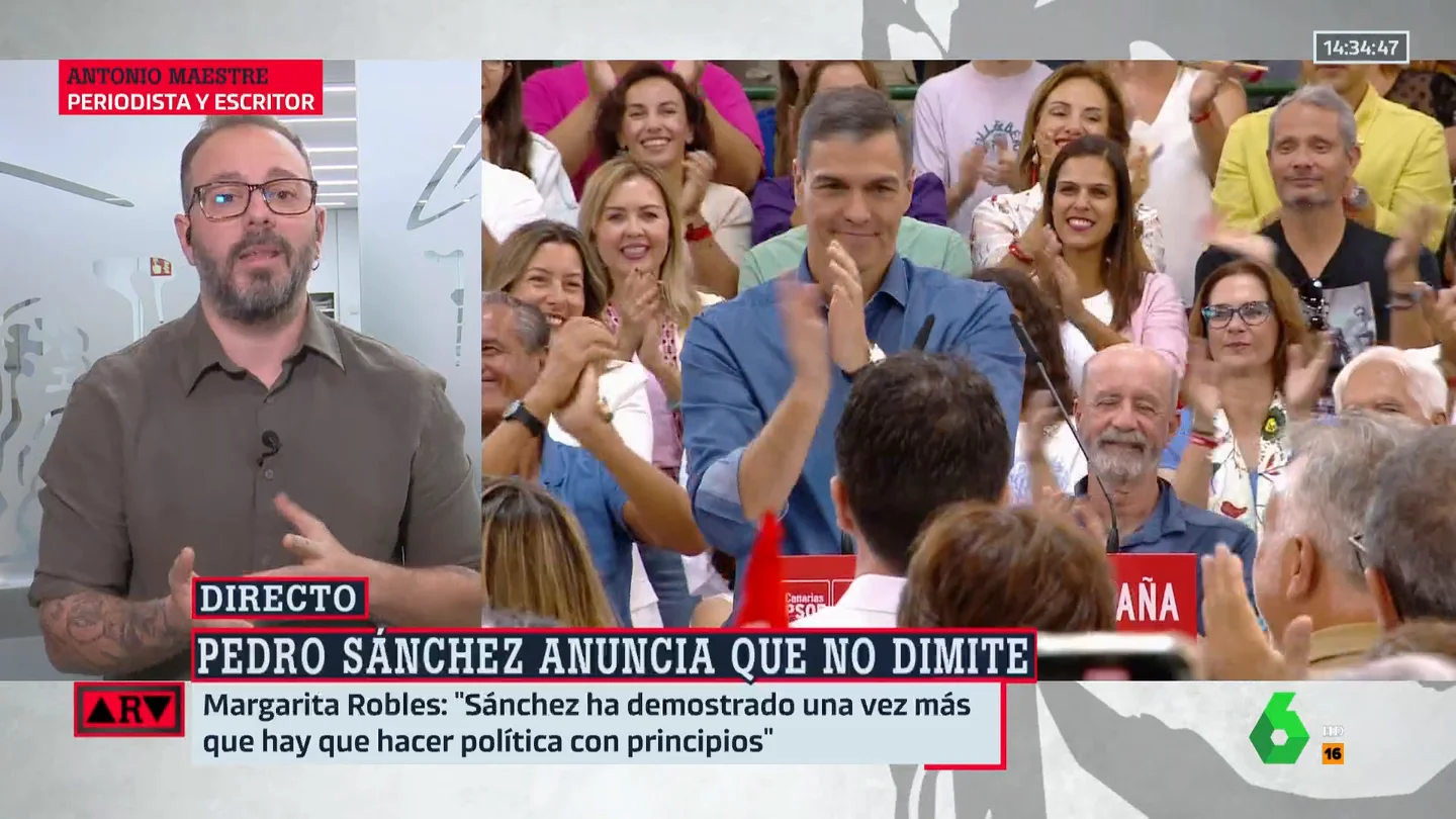 Maestre reconoce haberse quedado "estupefacto" con la decisión de Sánchez: "Nadie lo preveía" Maestre reconoce haberse quedado "estupefacto" con la decisión de Sánchez: "Nadie lo preveía"