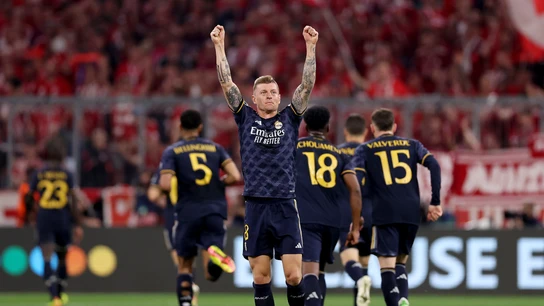 Toni Kroos celebra el gol del Real Madrid contra el Bayern Toni Kroos celebra el gol del Real Madrid contra el Bayern