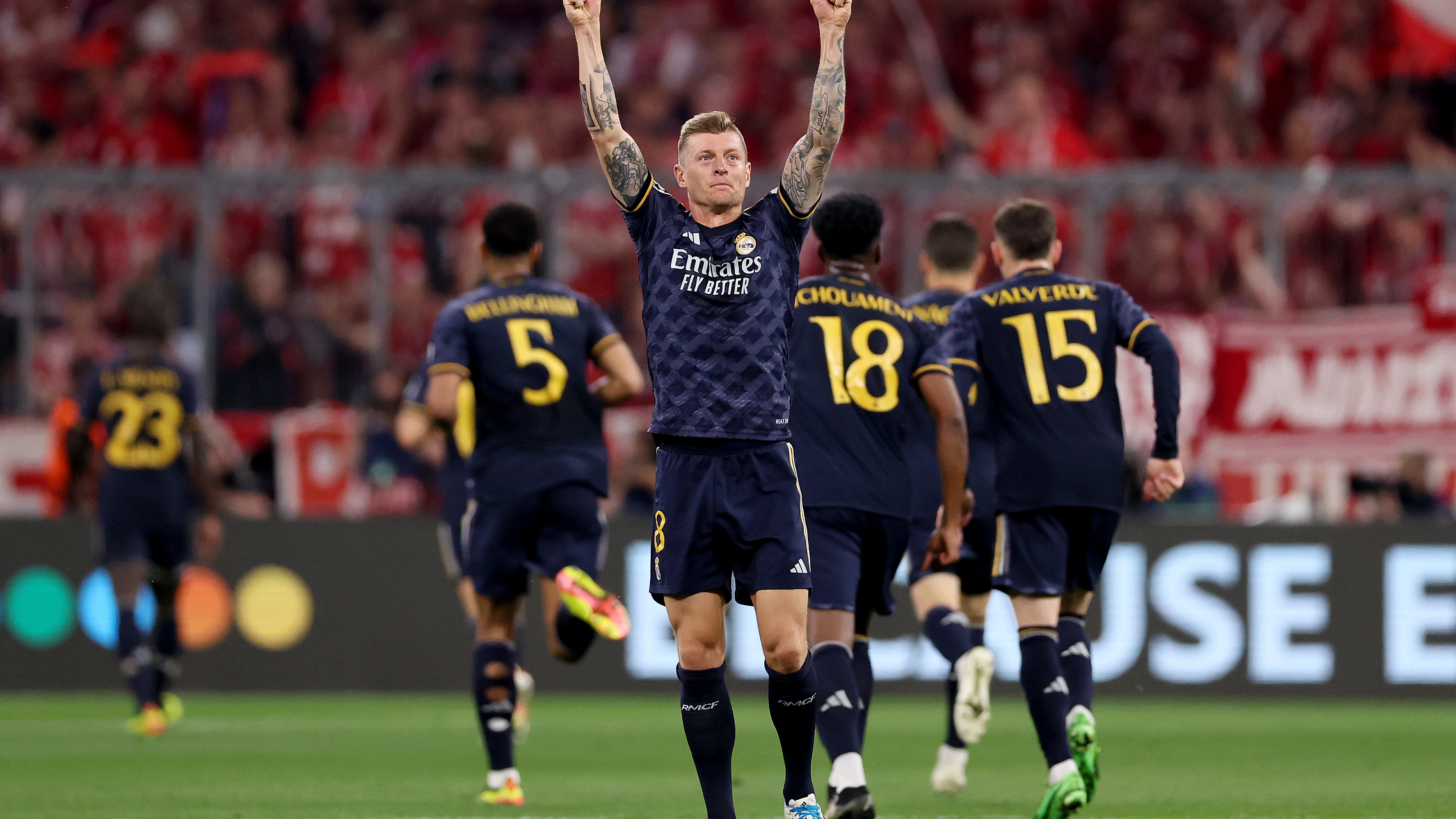 Toni Kroos celebra el gol del Real Madrid contra el Bayern