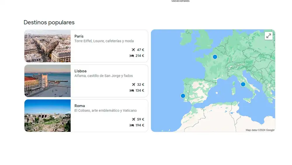 Destinos populares en Google Viajes Destinos populares en Google Viajes