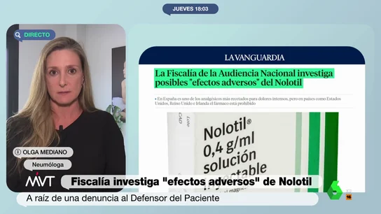 ¿Por qué el Nolotil está prohibido en otros países? Una neumóloga apunta a la "sensibilidad" a posibles efectos adversos ¿Por qué el Nolotil está prohibido en otros países? Una neumóloga apunta a la "sensibilidad" a posibles efectos adversos
