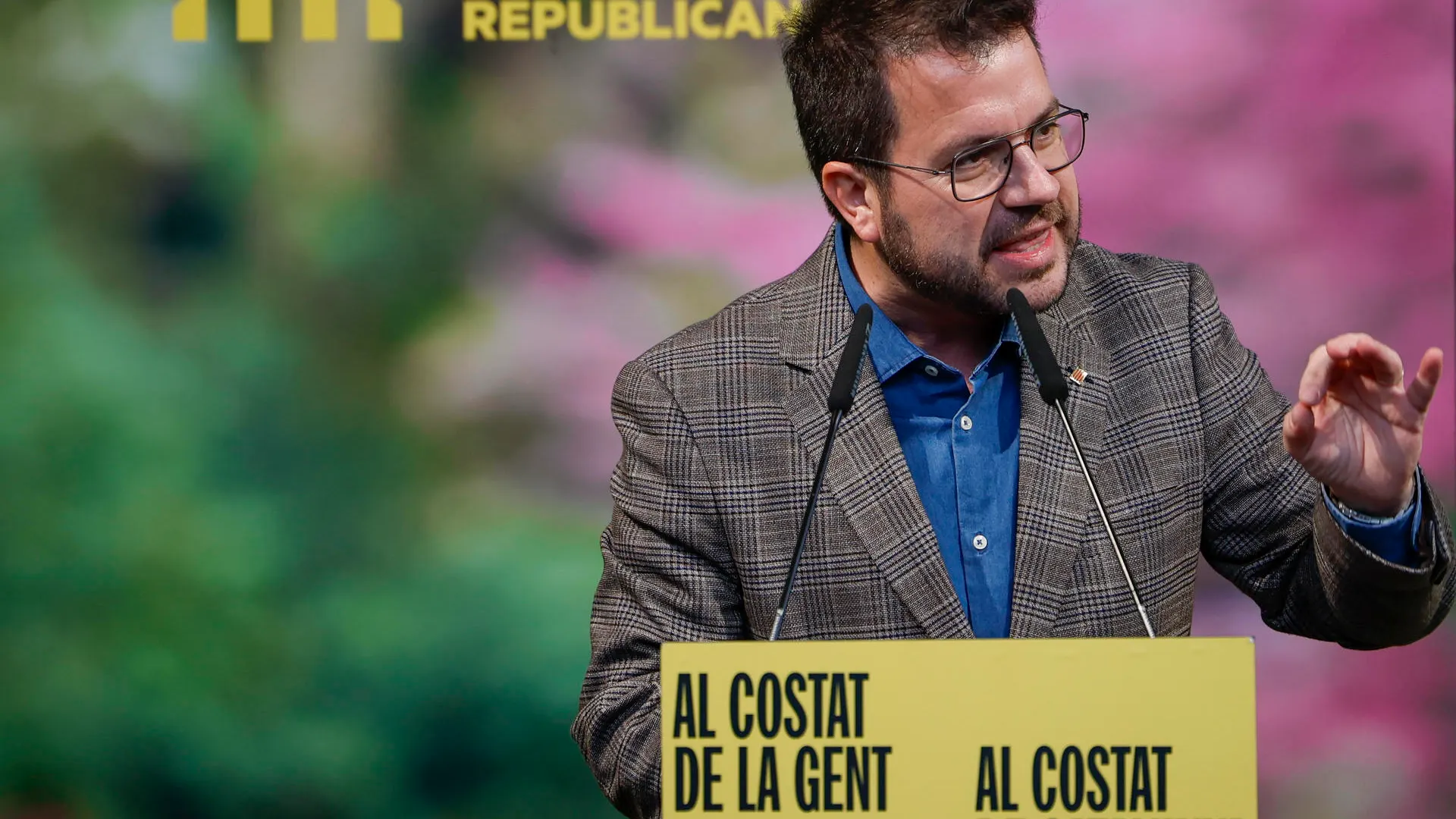 Pere Aragonès durante un acto de campaña para las elecciones del 12M