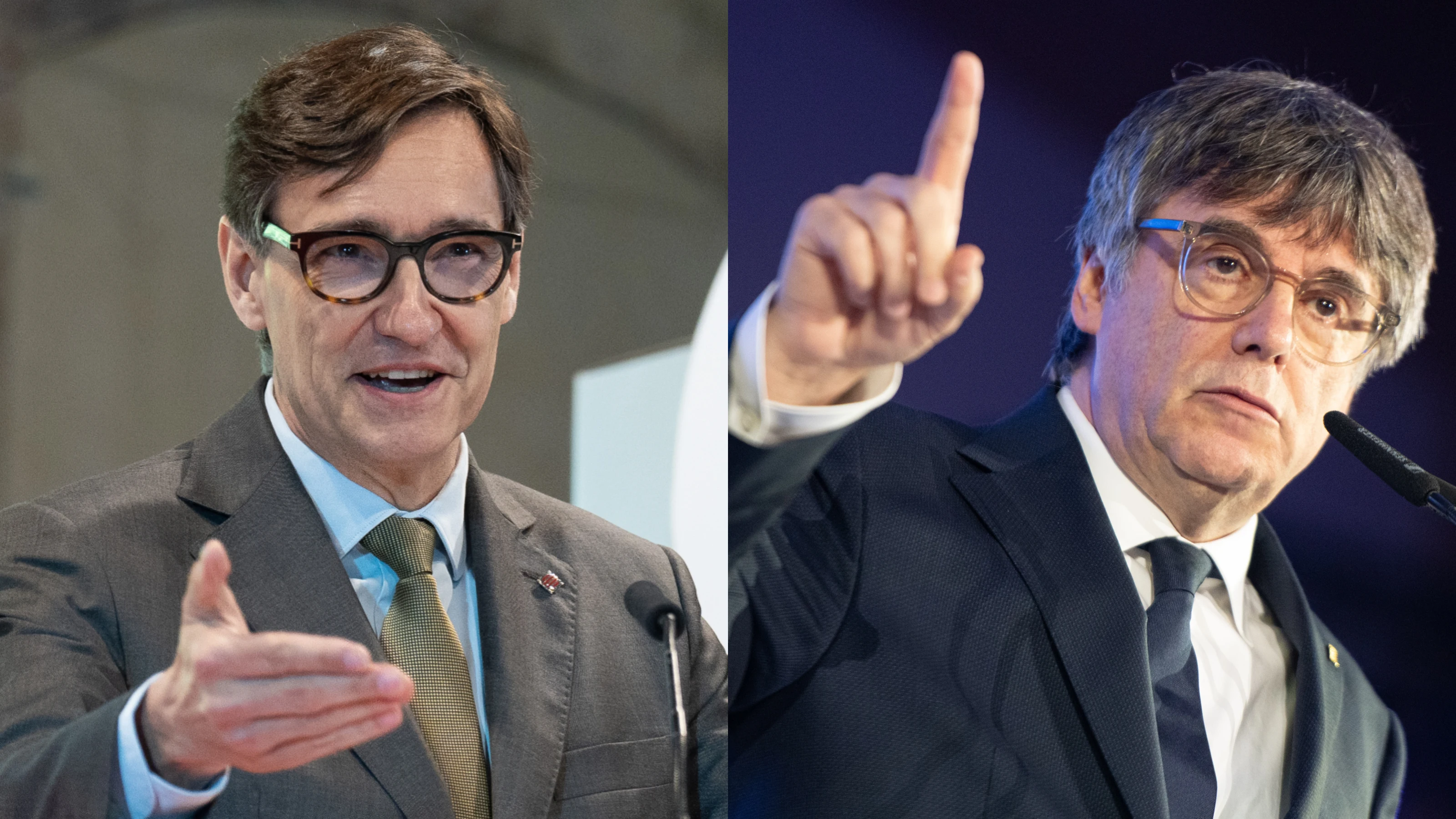 Salvador Illa y Carles Puigdemont, en sendas imágenes de archivo