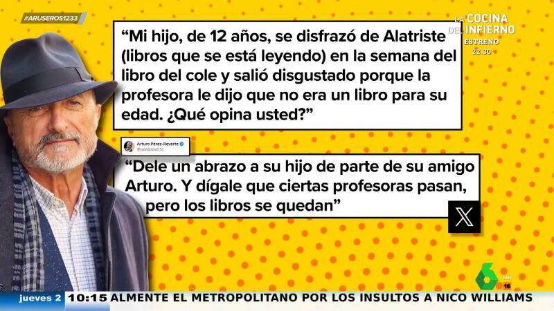 La respuesta de Pérez-Reverte a una maestra que dijo a un niño de 12 años que Alatriste no era un libro para su edad