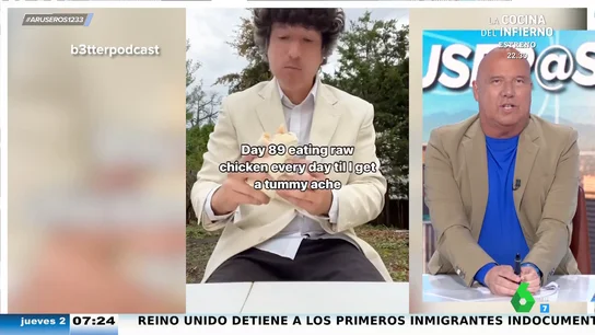 Alfonso Arús reacciona al tiktoker que come pollo crudo durante cien días seguidos: "Es inaguantable" Alfonso Arús reacciona al tiktoker que come pollo crudo durante cien días seguidos: "Es inaguantable"