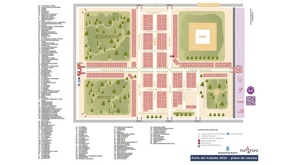 Mapa de las casetas de la Feria de Jerez 2024