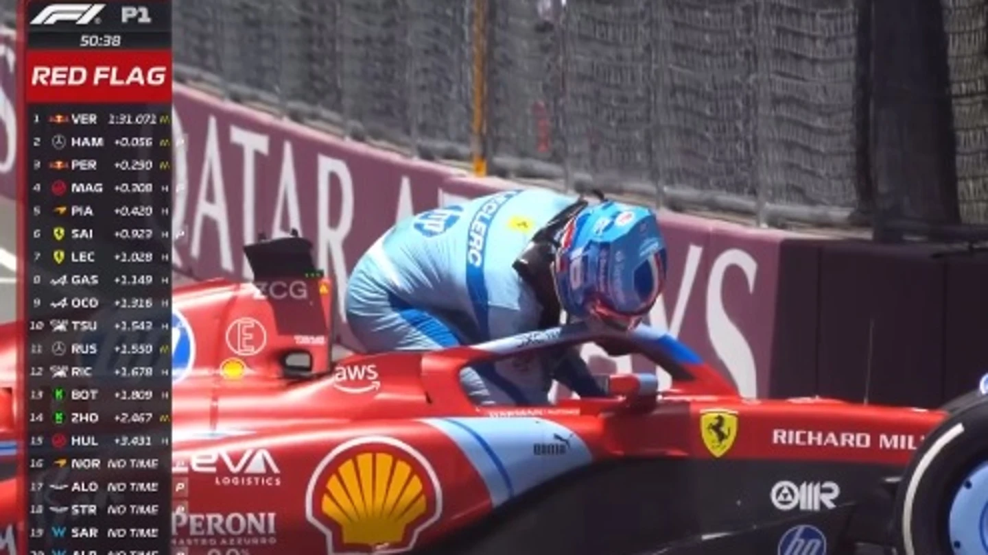La surrealista maniobra de Leclerc para quedarse tirado en los entrenamientos de Miami La surrealista maniobra de Leclerc para quedarse tirado en los entrenamientos de Miami
