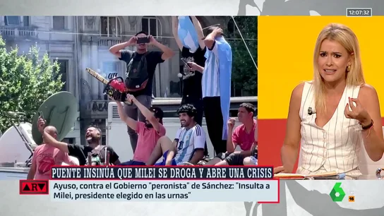 Afra Blanco, a Ayuso tras criticar a Puente: "¿Cuántas veces ha pedido ella perdón por llamar hijo de pu** al presidente?" Afra Blanco, a Ayuso tras criticar a Puente: "¿Cuántas veces ha pedido ella perdón por llamar hijo de pu** al presidente?"