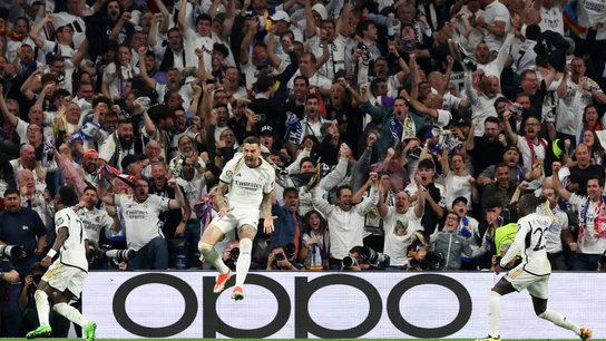 Joselu celebra el tanto del empate ante el Bayern Joselu celebra el tanto del empate ante el Bayern