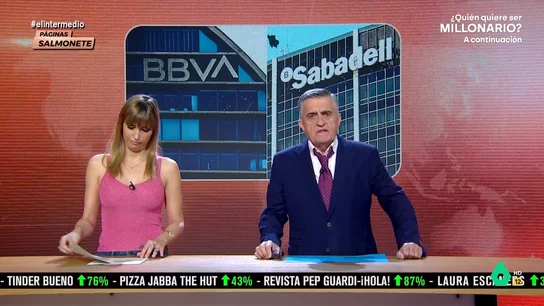 El consejo de Wyoming al BBVA tras su fallida fusión con el Banco Sabadell Wyoming y Sandra Sabatés analizan en este vídeo la actualidad económica, que en esta ocasión pasa por la fusión fallida del BBVA y el Banco Sabadell o la nueva proposición del Ministerio de Trabajo de cobrar el subsidio del paro mientras se trabaja.
