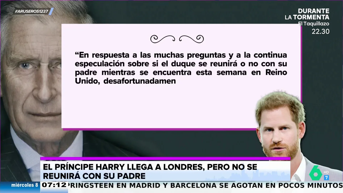 Alfonso Arús, indignado con la explicación sobre por qué el príncipe Harry y el rey Carlos no se verán: "Es tomar al pueblo por tonto" Alfonso Arús, indignado con la explicación sobre por qué el príncipe Harry y el rey Carlos no se verán: "Es tomar al pueblo por tonto"