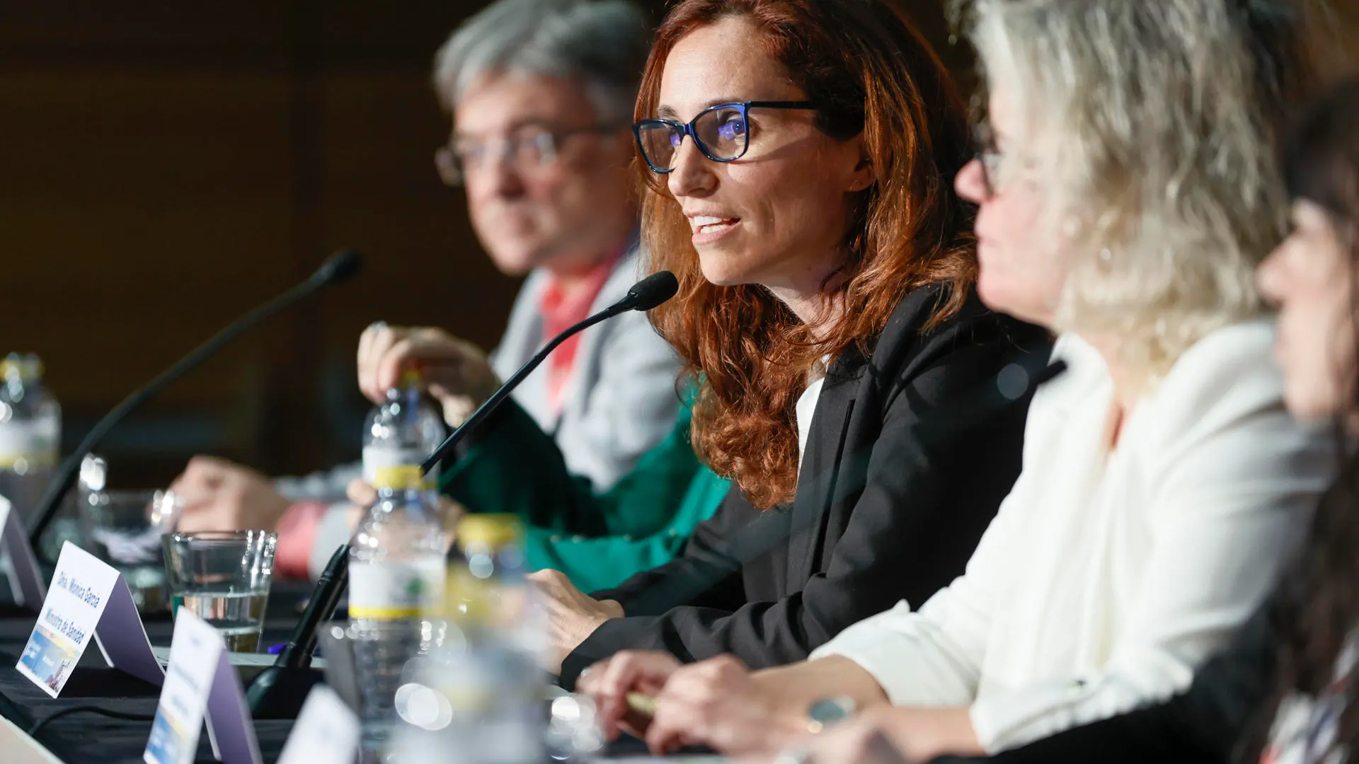 La ministra de Sanidad, Mónica García, durante el XXI Congreso Nacional sobre el sida e ITS este jueves.