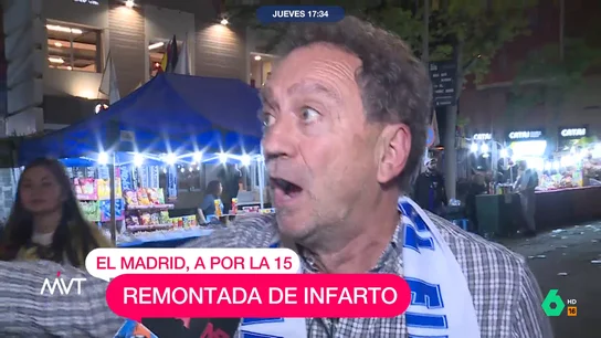 Iñaki López, al aficionado fuera de sí en el Bernabéu Iñaki López y Cristina Pardo comentan una de las imágenes que ha dejado la remontada del Real Madrid en las semifinales de Champions: la reacción de un aficionado ante las cámaras de 'El Chiringuito' justo cuando escucha el segundo gol blanco.