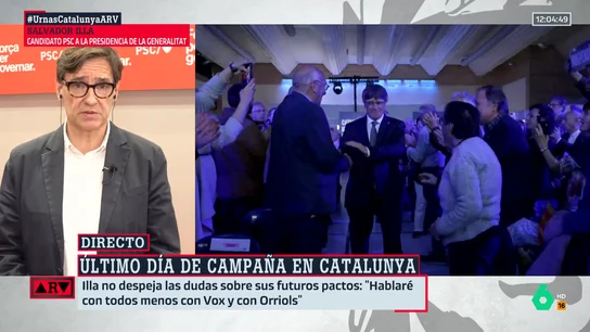 ARV- Illa aleja la posibilidad de ser investido con los votos de Puigdemont: "Antes que hacerme presidente, dejará la política" ARV- Illa aleja la posibilidad de ser investido con los votos de Puigdemont: "Antes que hacerme presidente, dejará la política"