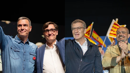 Pedro Sánchez y Alberto Núñez Feijóo arropan a sus candidatos, Salvador Illa y Alejandro Fernández, en actos electorales en Cataluña Pedro Sánchez y Alberto Núñez Feijóo arropan a sus candidatos, Salvador Illa y Alejandro Fernández, en actos electorales en Cataluña