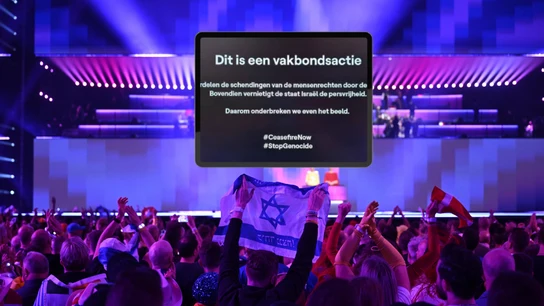 El mensaje que la TV belga puso durante la actuación de Israel en televisión El mensaje que la TV belga puso durante la actuación de Israel en televisión