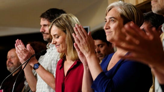 J&eacute;sicca Albiach valora los resultados del 12M junto a Ernest Urtasun y Ada Colau.