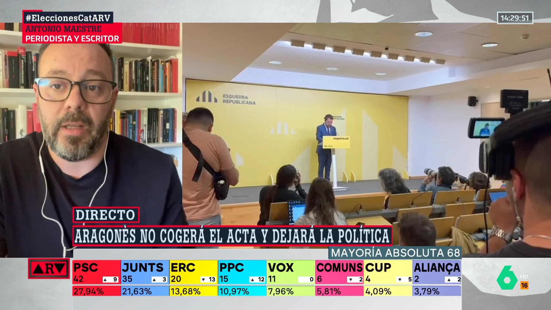 Antonio Maestre, sobre la debacle de ERC en las elecciones de Cataluña: "Siempre ha estado acomplejado con Junts"