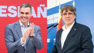 Pedro Sánchez y Carles Puigdemont, en sendas imágenes