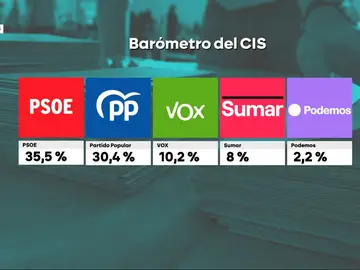 El PSOE ganaría las elecciones con el 35% de los votos, según el CIS