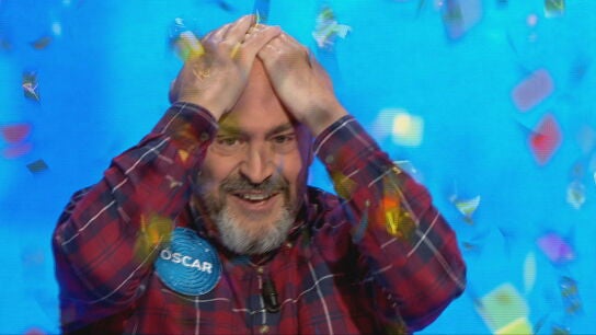 El momento en el que &Oacute;scar D&iacute;az gana el Rosco y se lleva el bote de Pasapalabra.