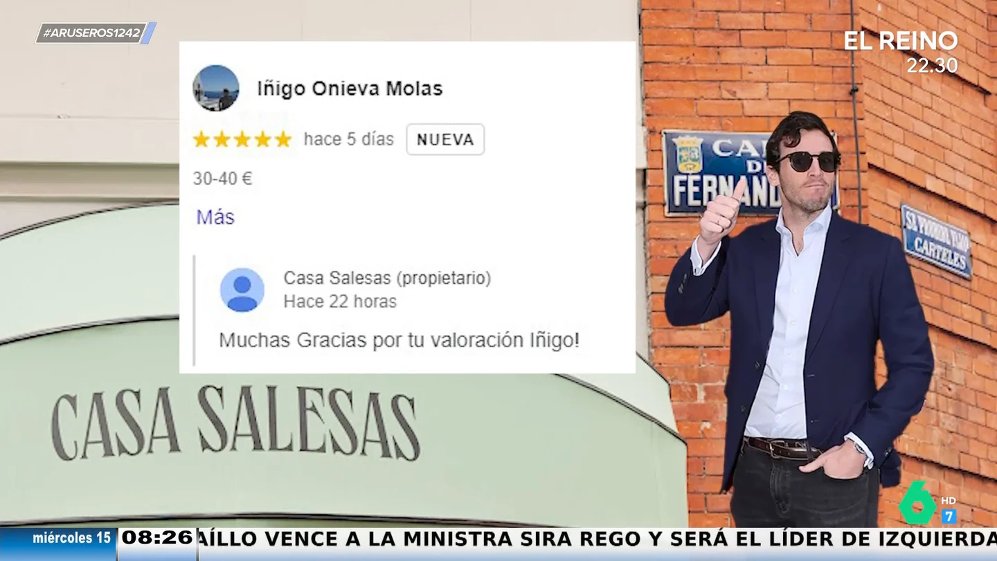 Alfonso Arús alucina al ver la reseña de Íñigo Onieva a su restaurante con Espinosa de los Monteros: "¡Pero si es el dueño!" Alfonso Arús alucina al ver la reseña de Íñigo Onieva a su restaurante con Espinosa de los Monteros: "¡Pero si es el dueño!"