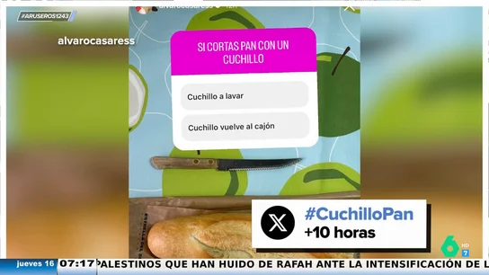 ¿Lavas el cuchillo después de cortan pan?: esta pregunta viral de Álvaro Casares abre el debate en Aruser@s ¿Lavas el cuchillo después de cortan pan?: esta pregunta viral de Álvaro Casares abre el debate en Aruser@s