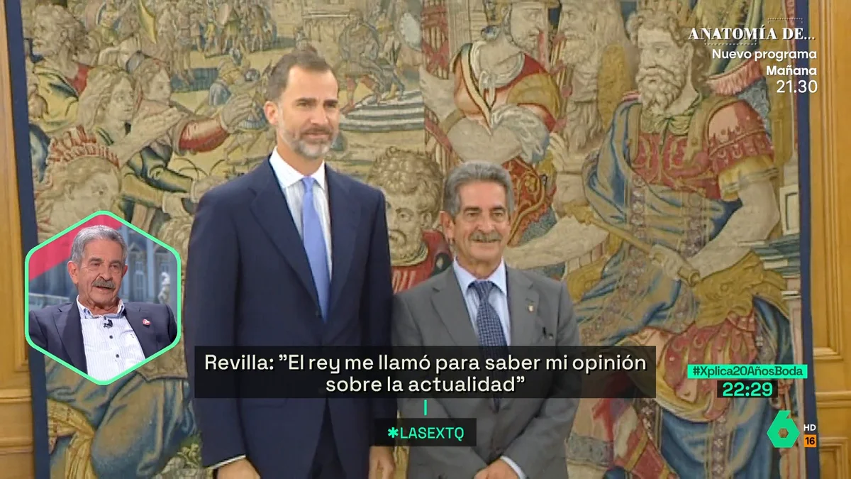 Revilla revela que habló "una hora y pico" con el rey Felipe VI "hace
un mes": "Me preguntó cómo veía España"