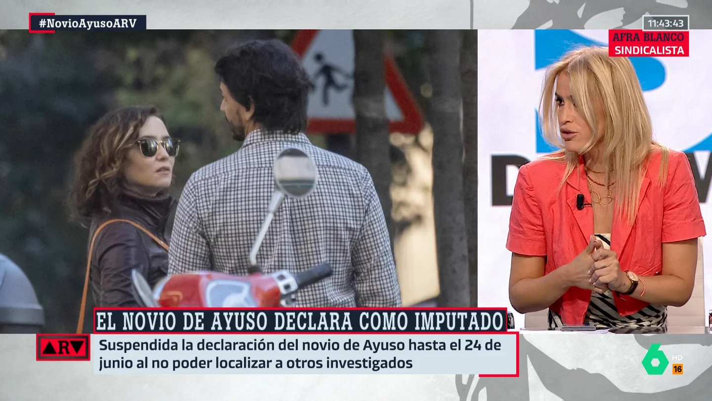 Afra Blanco, tras reconocer la pareja de Ayuso los delitos que se le imputan: "Ella sigue diciendo que no hay fraude" Afra Blanco, tras reconocer la pareja de Ayuso los delitos que se le imputan: "Ella sigue diciendo que no hay fraude"