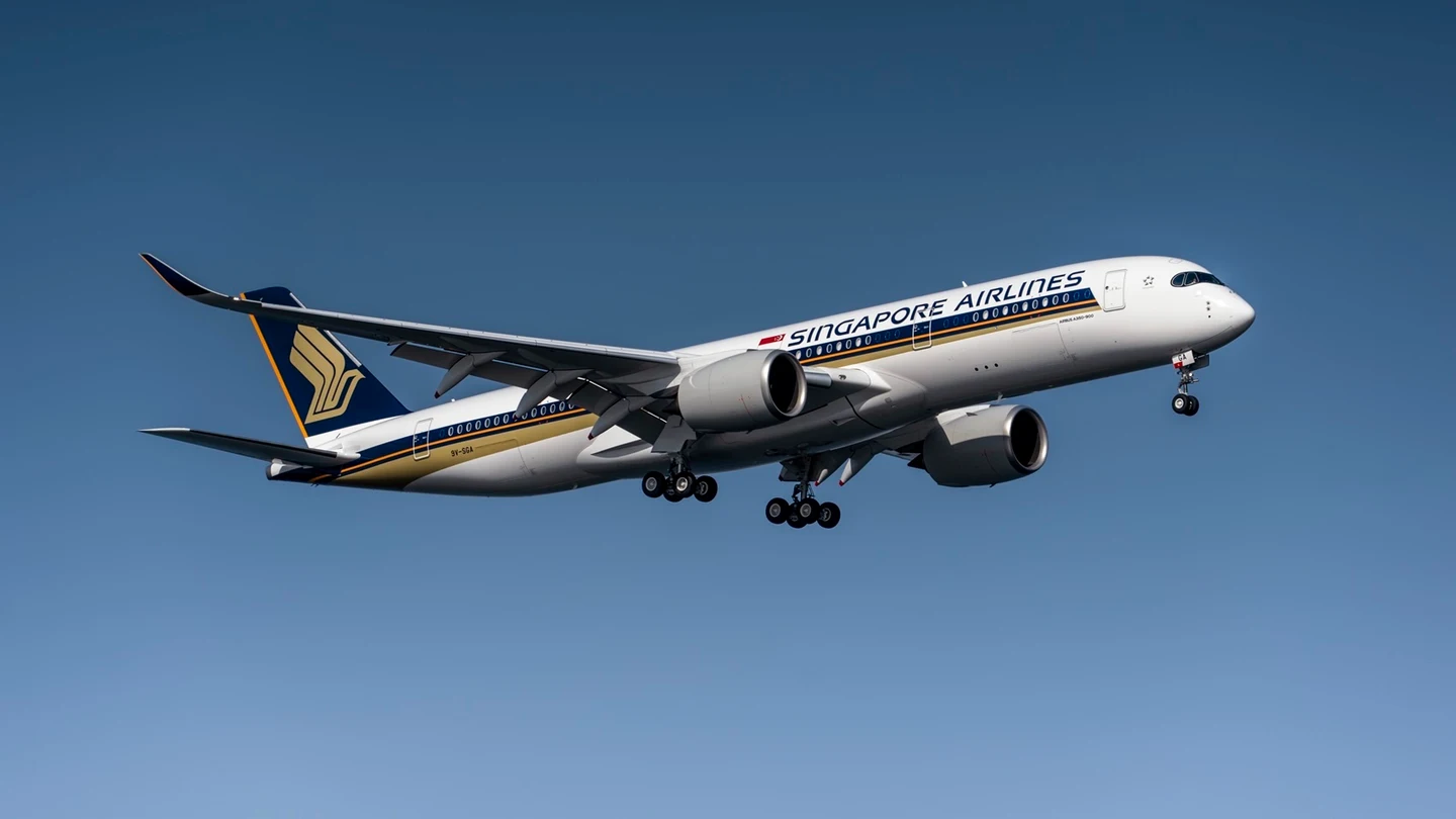 Imagen de archivo de un avión de Singapore Airlines Imagen de archivo de un avión de Singapore Airlines
