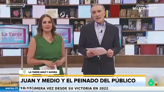 Juan y Medio, a los peinados de las señoras de su público: "Si se pinta las correas parece que lleva un casco de moto" Juan y Medio, a los peinados de las señoras de su público: "Si se pinta las correas parece que lleva un casco de moto"