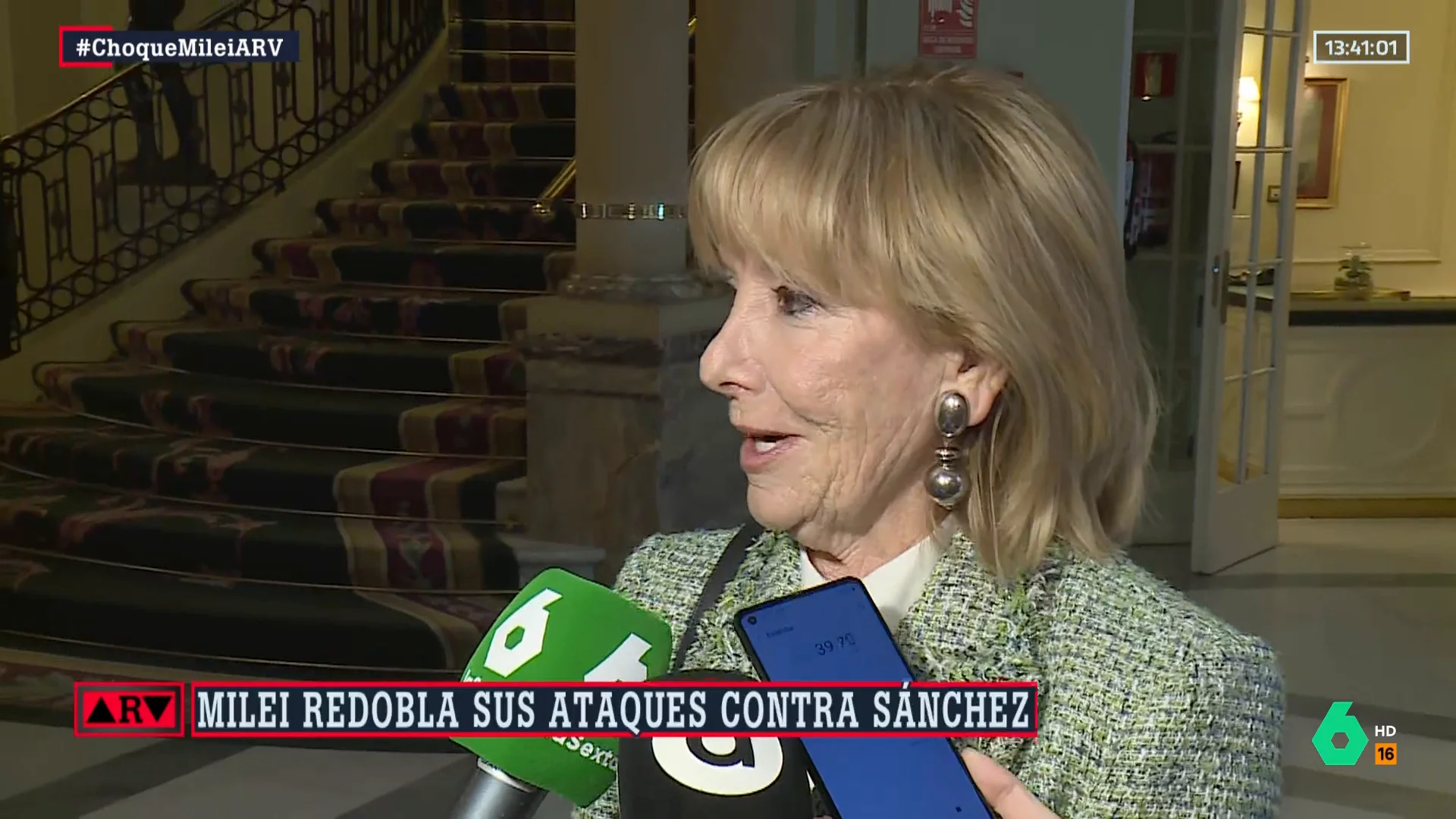 Esperanza Aguirre carga contra Sánchez para defender a Milei: "Me ha llamado corrupta y tengo puestas demandas"
