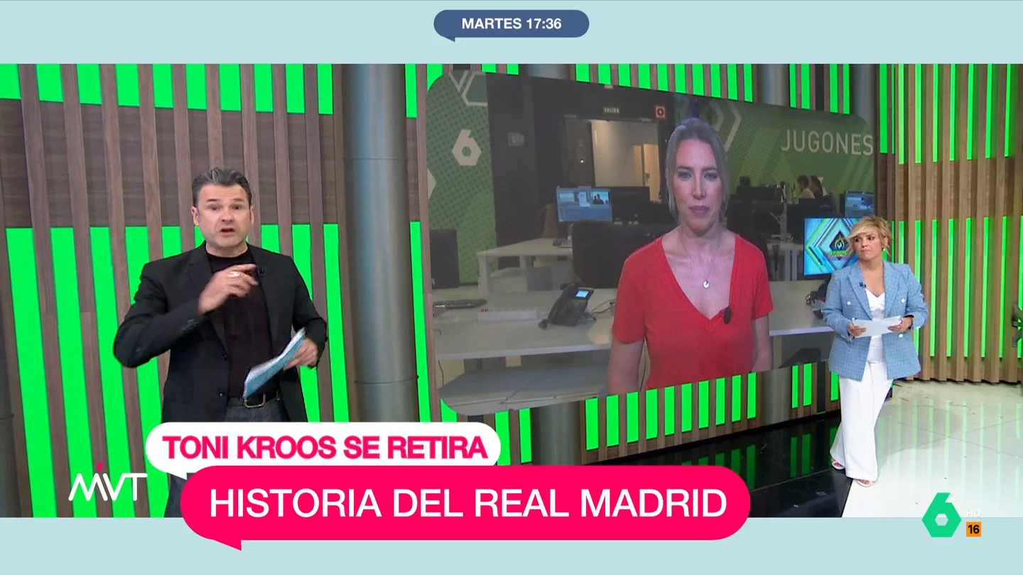 Iñaki López lo vuelve a hacer: así convierte al jugador del Real Madrid Toni Kroos en "Dani Kroos" "Perdonen mi desconocimiento del Real Madrid", se disculpa Iñaki López tras su lapsus en este vídeo donde habla de la retirada de Toni Kroos y celebra que "abandone el fútbol sin necesidad de blanquear ningún régimen autoritario".