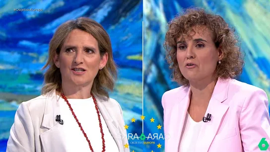 Teresa Ribera y Dolors Montserrat, durante el cara a cara de laSexta Teresa Ribera y Dolors Montserrat, durante el cara a cara de laSexta