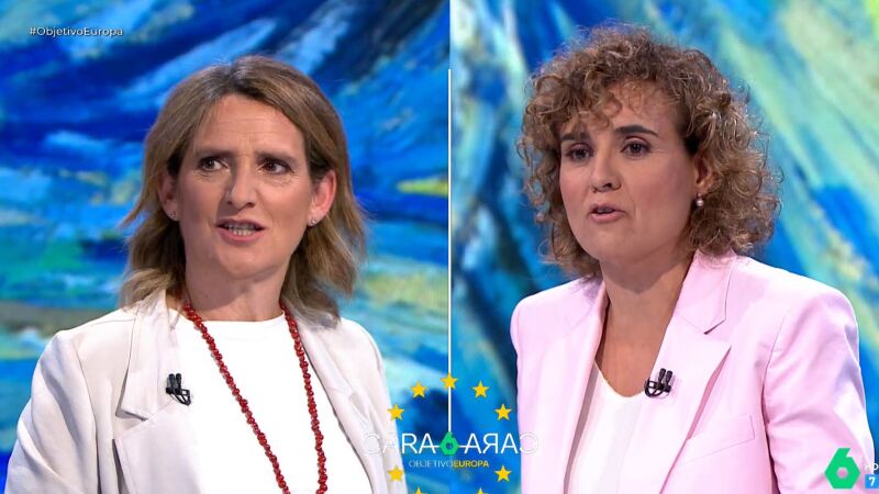 Teresa Ribera y Dolors Montserrat, durante el cara a cara de laSexta