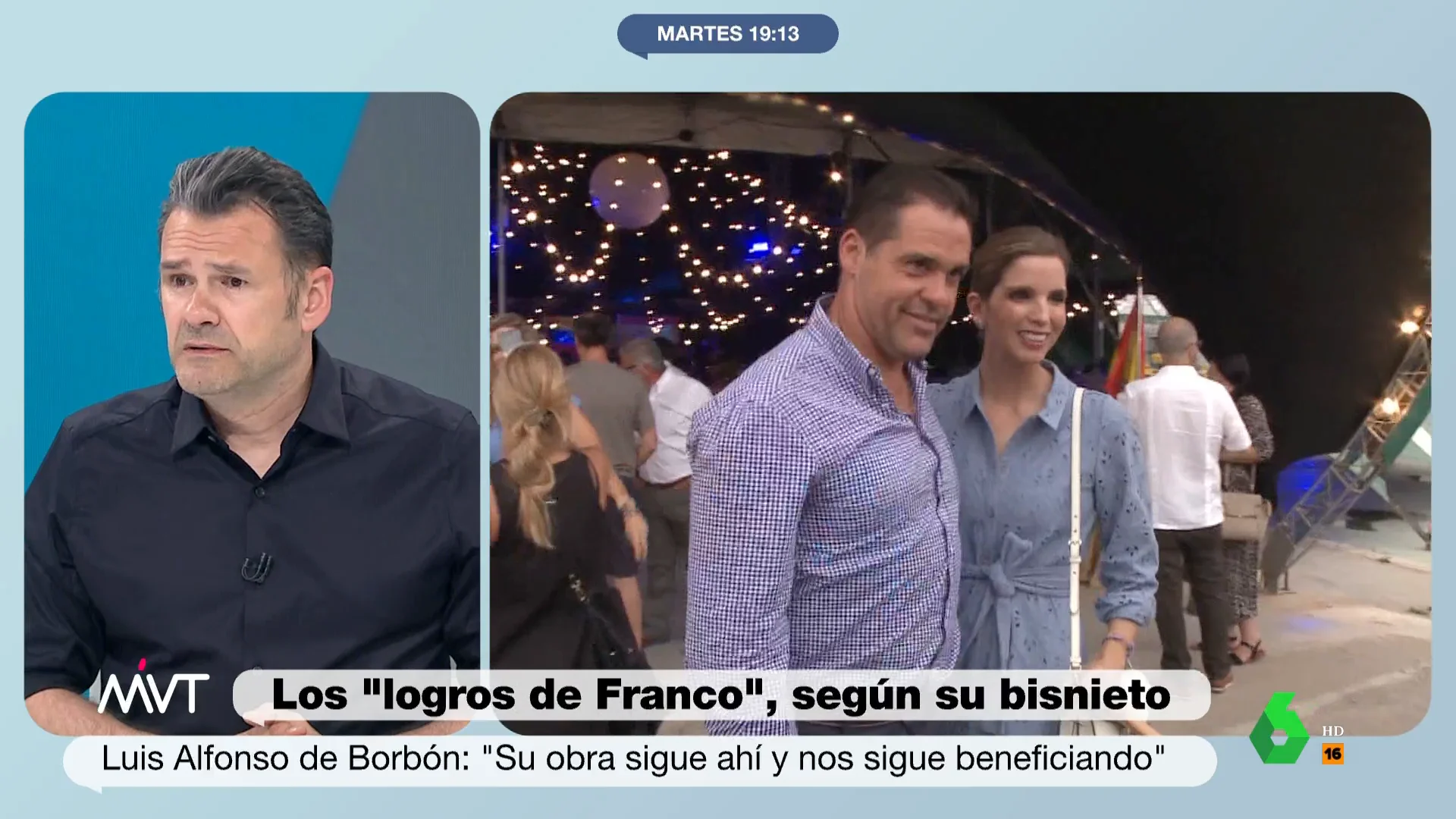 "¿Qué hay que aclarar a estas alturas de la figura de Franco?", respondía rotundo Iñaki López al ver un extracto de la entrevista de Luis Alfonso de Borbón donde defendía la figura de su bisabuelo y la fundación que lleva el nombre del dictador.