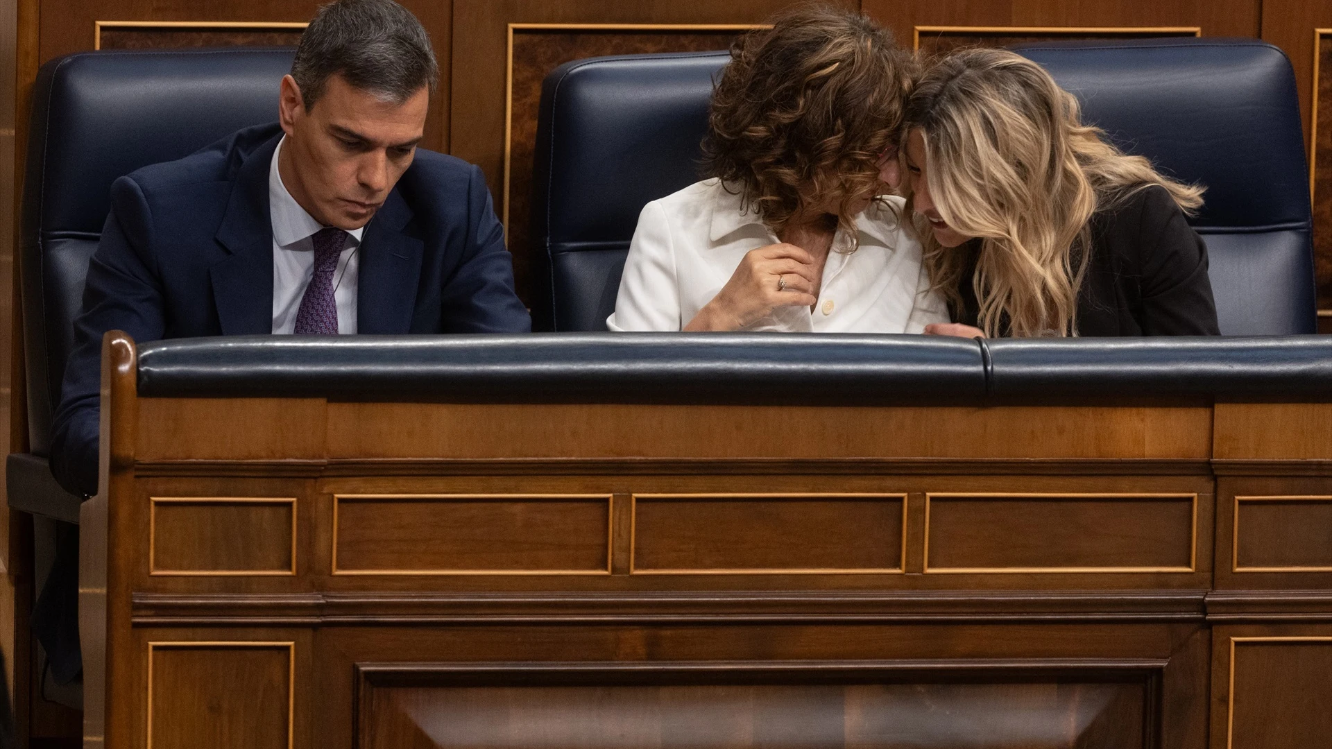 Pedro Sánchez, María Jesús Montero y Yolanda Díaz