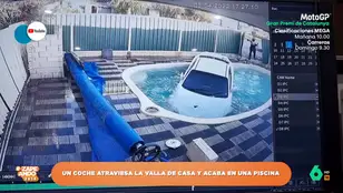 La sorprendente reacción de una chica que tiene un accidente y termina metiendo su coche en una piscina