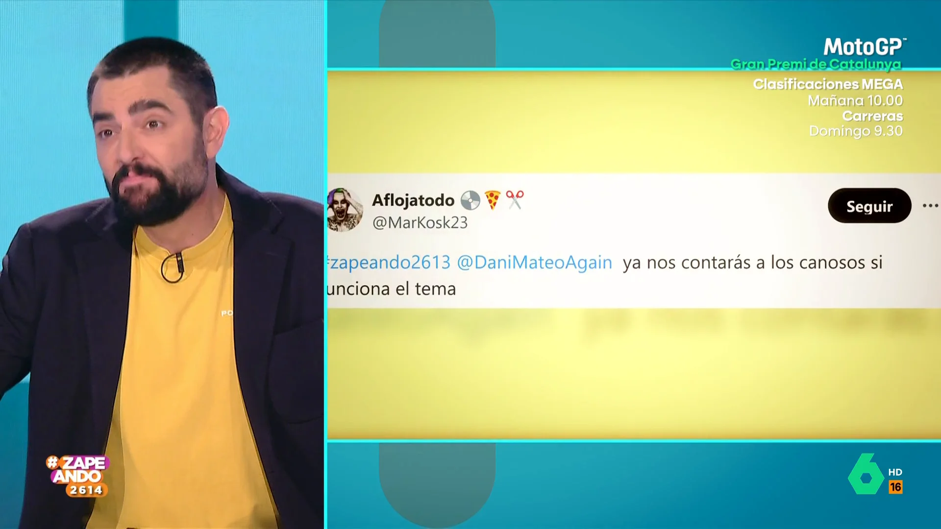 Dani Mateo comenta su cambio de look: "Cerré los ojos y al abrirlos era José Manuel Parada"
