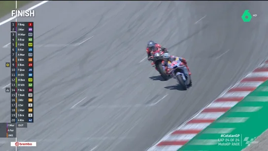 Entrada a meta de Márquez y Espargaró en Montmeló Entrada a meta de Márquez y Espargaró en Montmeló