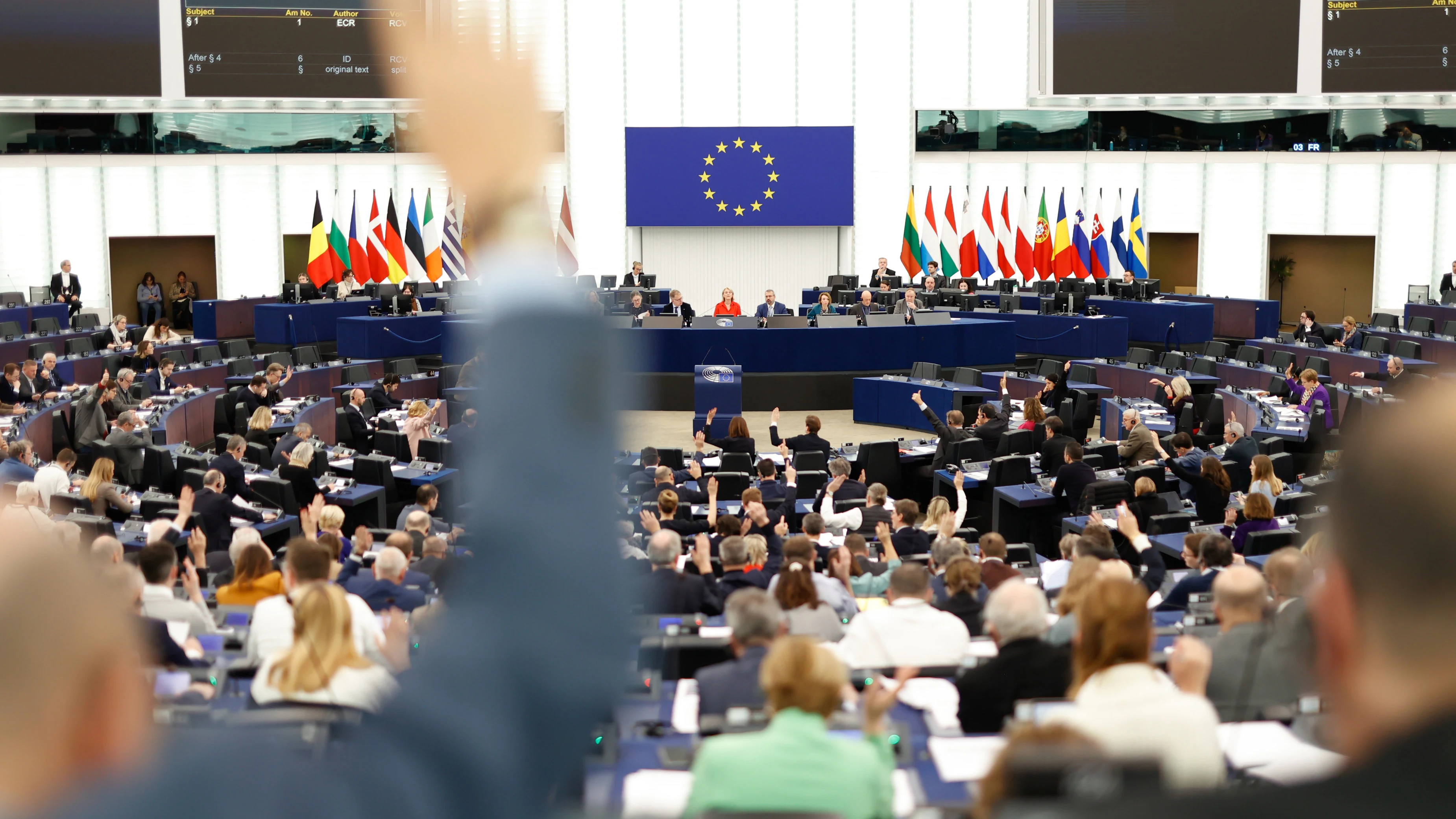 Votación en el pleno del Parlamento Europeo.