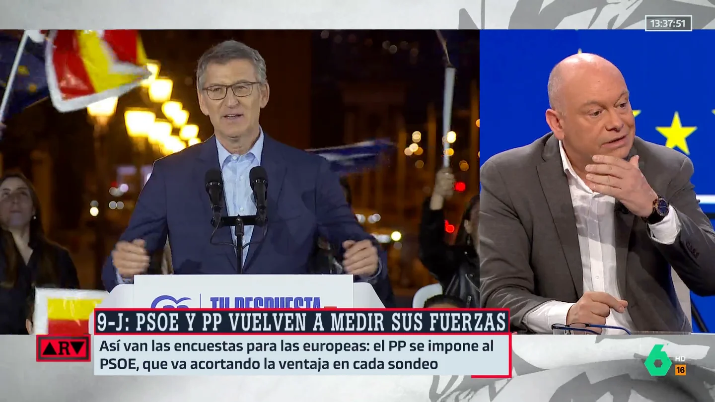 El aviso de Gabi Sanz al PP para las elecciones europeas: "Sánchez y el PSOE pueden ser como el Real Madrid, que es capaz de ganar en el minuto 85" El aviso de Gabi Sanz al PP para las elecciones europeas: "Sánchez y el PSOE pueden ser como el Real Madrid, que es capaz de ganar en el minuto 85"